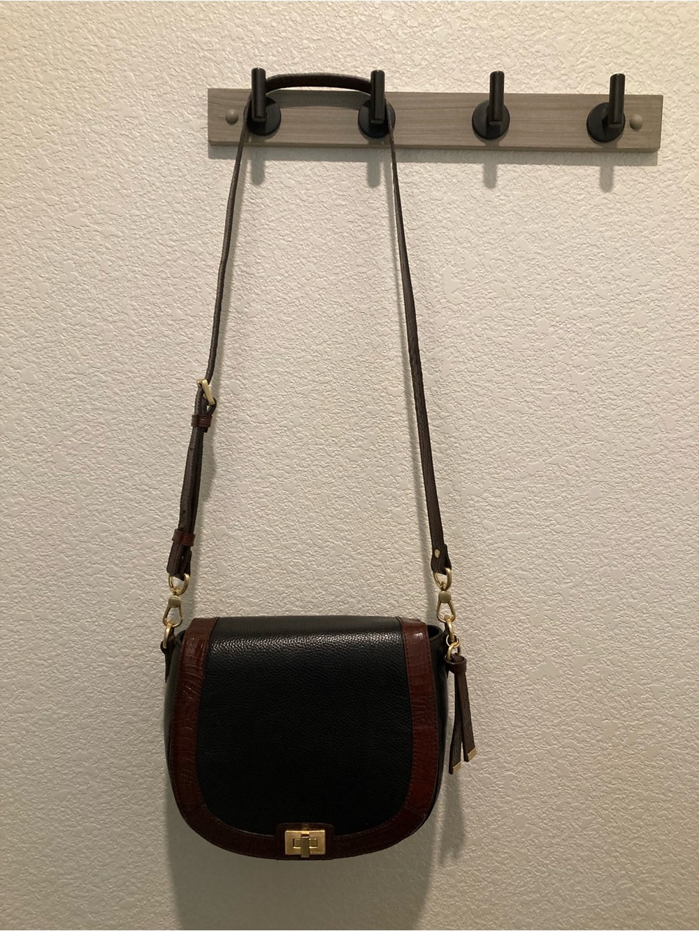 Brahmin Black and Brown “Sonny” Crossbody Saddle Bag - Picture 10 of 11